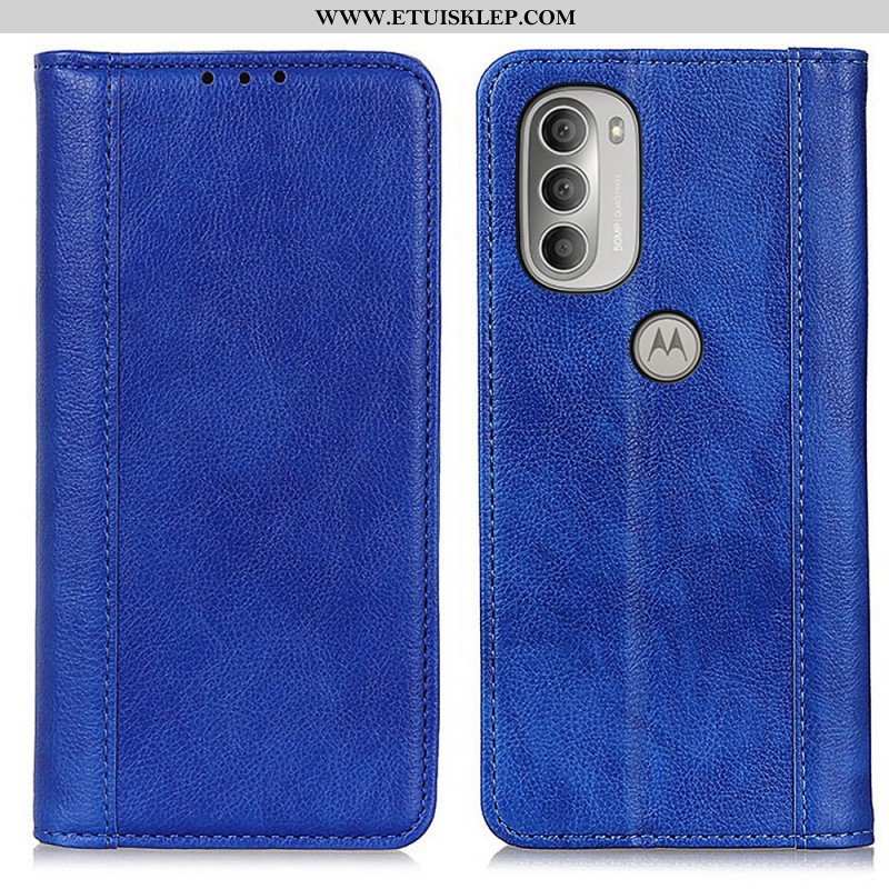 Etui Na Telefon do Moto G51 5G Etui Folio Elegancka Dwoina Skóry Liczi